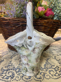 White Rose Handled Basket