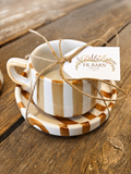 Striped Ceramic Mug and Pastry Plate Set