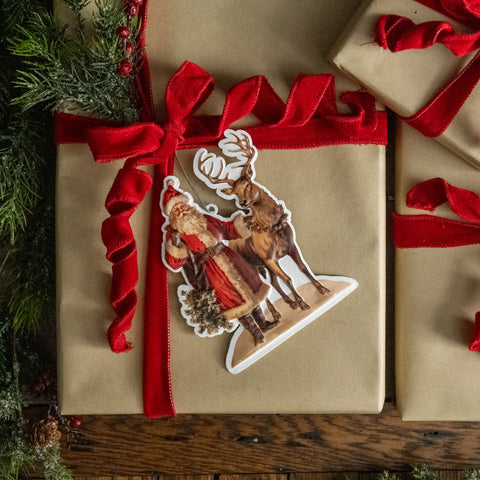 SANTA W/ REINDEER ORNAMENT