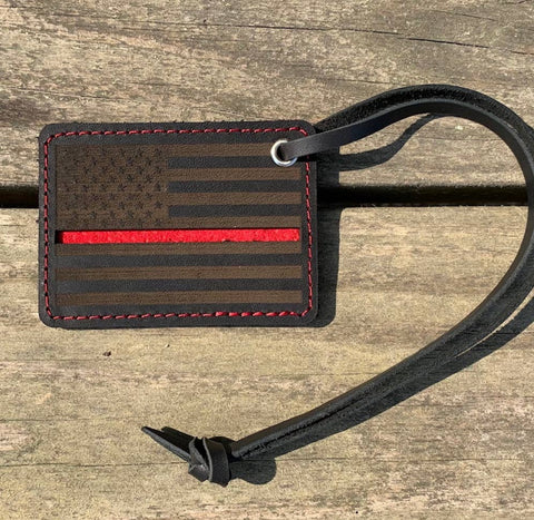 Thin Red Line-Leather Key Chain