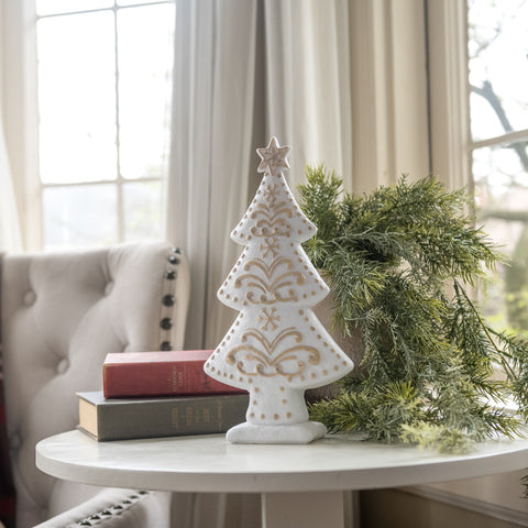 11.75" WHITE GINGERBREAD TREE