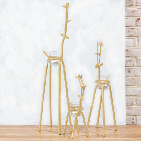 GOLD TEALIGHT HOLDER DEER