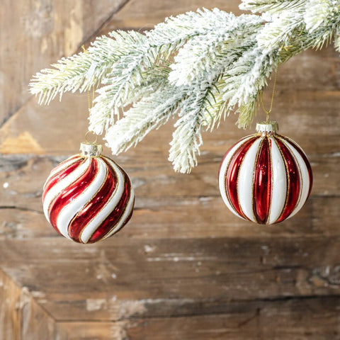 Red & White Glass Ornament