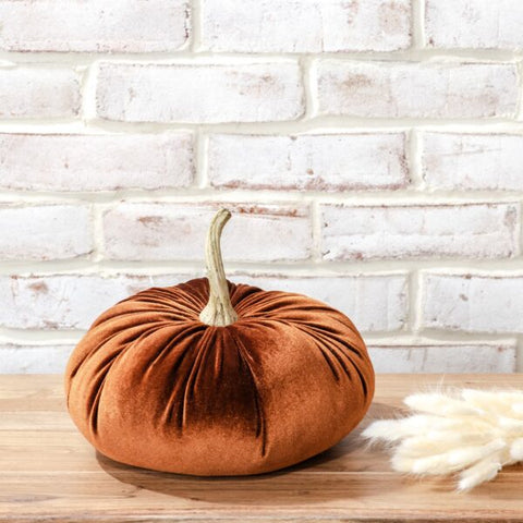 10" BURNT ORANGE VELVET PUMPKIN