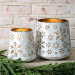WHITE/GOLD TIN SNOWFLAKE LANTERNS