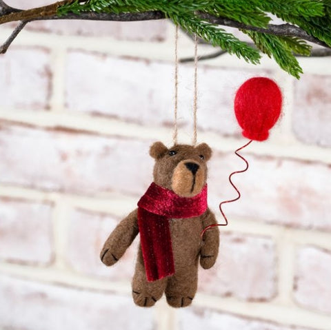 FUZZY BALLOON BEAR ORNAMENT