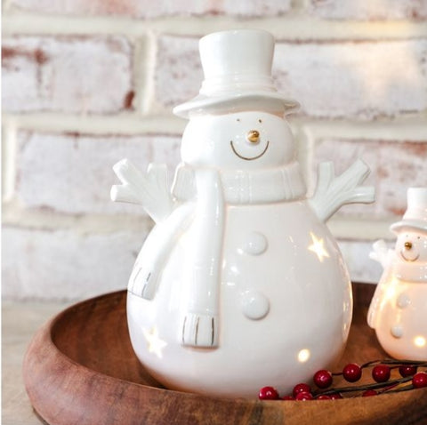 8" LED WHITE HAPPY SNOWMAN