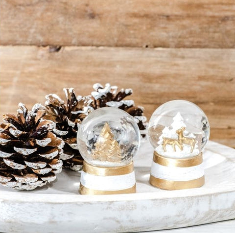 TINY GOLD DEER/TREE SNOWGLOBES