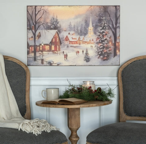 SNOWY CHRISTMAS VILLAGE PRINT