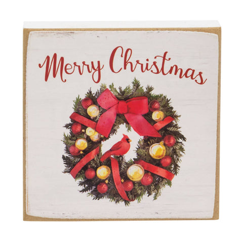 Merry Christmas Wreath Square Block