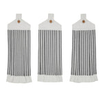 Sawyer Mill Black Ticking Stripe Button Loop Tea Towel