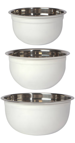 Matte Steel White Mixing Bowls Set of 3