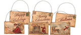 Postcard Santa Ornament Set