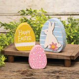 Wooden Happy Easter Bunny Chunky Egg Sitters