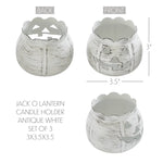 Jack-O-Lantern Candle Holder Antique White - 3x3.5x3.5