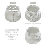 Jack-O-Lantern Candle Holder Antique White - 3x3.5x3.5