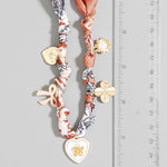 Enamel Heart and Ribbon Bow Charms Bandana Knotted Necklace