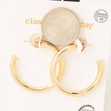 Thick 35mm Open Hoop Earrings: Gold