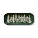 Wilde Pine Tree Rectangle Platter Spruce Stoneware Christmas