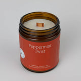 Peppermint Twist Essential Oil Beeswax Jar Candle: Non-Toxic
