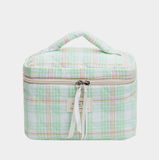Colorful Plaid Quilted Cosmetic Case: Blue