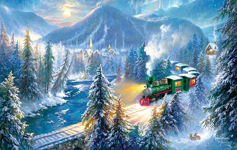 Mountain Christmas Train 500 pc Puzzle