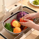 Large Stainless Steel Colander, Extendable Handle