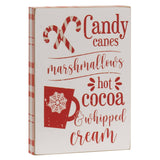 Candy Canes, Marshmallows, Hot Cocoa Wooden Block Sign