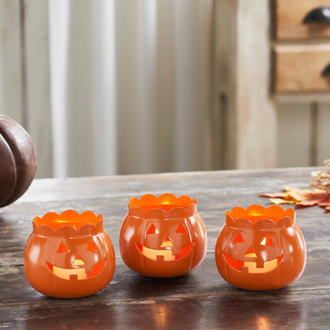 Jack-O-Lantern Candle Holder  3x3.5x3.5