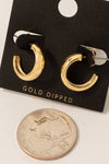 Gold Dipped Simple Beveled Hoop Earrings: Gold