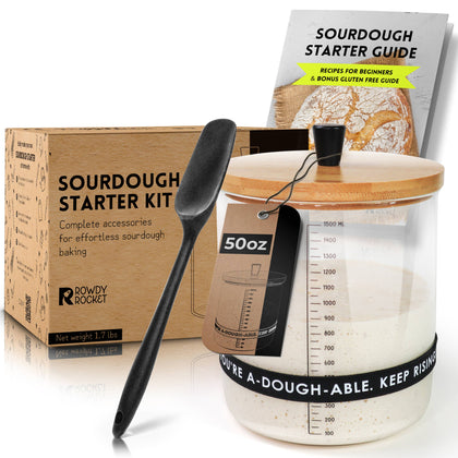 Sourdough Starter Jar Kit with Glass Jar, Spatula & More