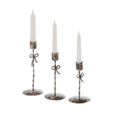 Bow Candlestick Holders Burnished Metal