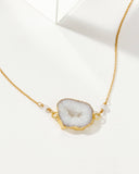 Earthly Geode Necklace- Agate & Moonstone