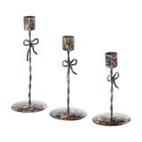 Bow Candlestick Holders Burnished Metal