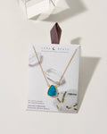 Earth, Wind and Fire Genuine Stone Necklace Gold- Turquoise