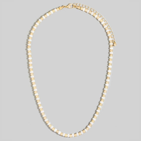 Metallic And Semi Precious Stone Beaded Necklace