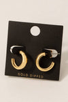 Gold Dipped Simple Beveled Hoop Earrings: Gold