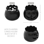 Jack-O-Lantern Candle Holder Black - 3x3.5x3.5
