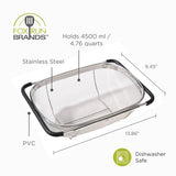 Large Stainless Steel Colander, Extendable Handle