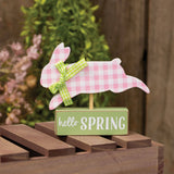 Pink & White Buffalo Check Bunny on Hello Spring Sitter