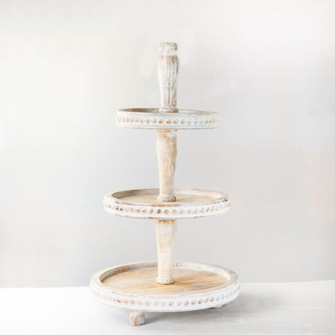 3 Tier Beaded Wood Riser- Pickup Only-
