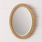 Natural Wood Beaded Oval Mirror