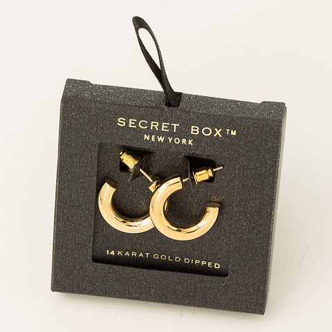 Secret Box Gold Dipped Hoop Earrings: GD