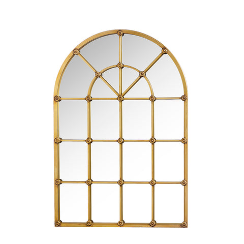 42" Antique Gold Arched Windowpane Mirror - Pickup Only