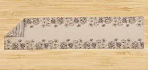 Reversible Table Runner - Floral And Ticking Stripe