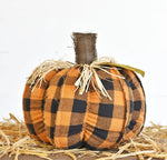 9" ORANGE PLAID PUMPKIN
