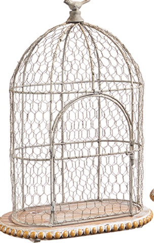 21.75" Wire Birdcage with Bird Finial
