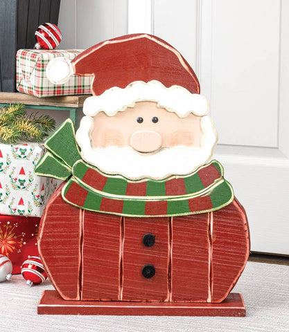 Wooden Santa W/Scarf Stander -pickup only